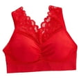 thumbnail image 2 of YWDJ Lounge Bras for Women Comfort Pullover Bras No Underwire Sleep Bras Wide Strap Full Coverage Push up Wrap Comfy Bras Padded Lace Comfy Bras Solid Lounge Bras Red One Size, 2 of 4