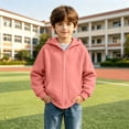 thumbnail image 7 of MexChoioe Boys and Girls Zip Up Hoodie Long Sleeve Hooded Sweatshirt Relaxed Cut Pockets Fall Winter Daily Wear Hooded Zip Jacket for kids, 7 of 7