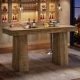 thumbnail image 3 of Tribesigns 63-Inch Bar Height Table, Wood Rustic Counter Height Table, Rectangular Home Bar with Thickened Tabletop and Sturdy Base for Kitchen, Dining Room, Living Room, Pub, Brown, 3 of 7