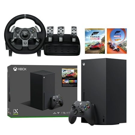 Xbox Series X Forza Horizon 5 Premium Bundle with Logitech G920 Racing Wheel Set, Steering the Premium Forza Horizon 5 with Flagship 1TB Xbox Series X Gaming Console & Wheel