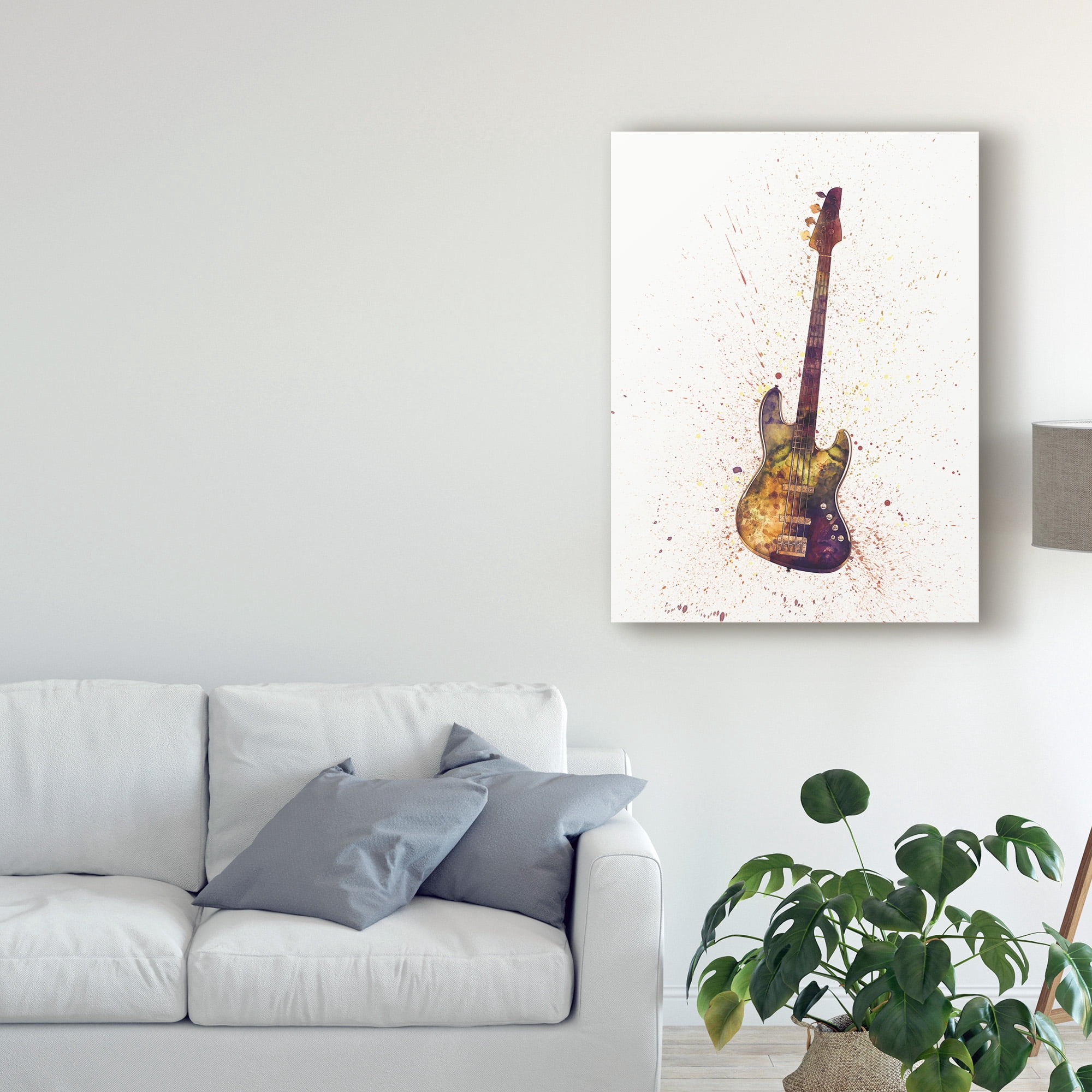 Trademark Fine Art 'Electric Bass Guitar Abstract Watercolor' Canvas Art by Michael Tompsett