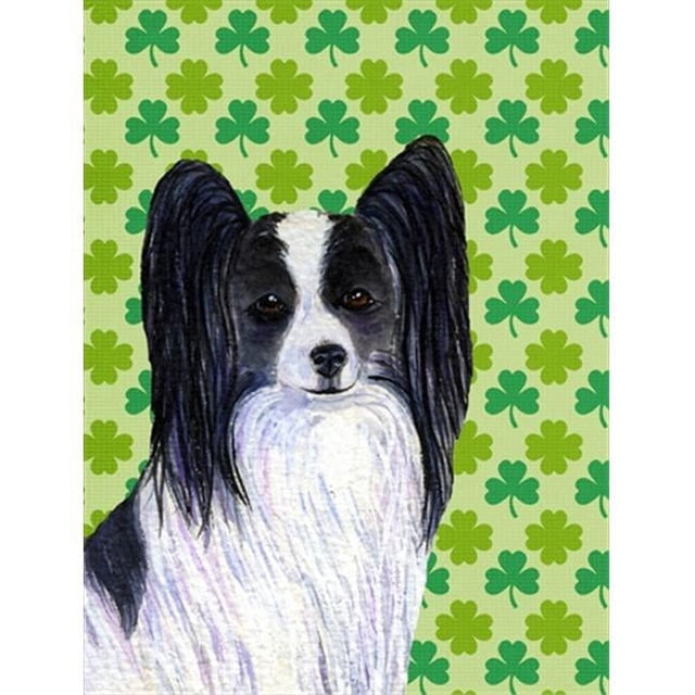 Carolines Treasures SS4436CHF Papillon St. Patricks Day Shamrock Portrait Flag Canvas House Size