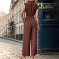 thumbnail image 4 of Women's Wide Leg Jumpsuit Mock Neck Cap Sleeve Elegant Dressy Casual Outfit, 4 of 6