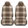 thumbnail image 2 of Easy to Install Car Universal Seat Cover, Brown Abstract Plaid Stripe Four Seasons Universal Front Seat Cover, 2-Piece, 2 of 8