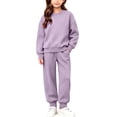 thumbnail image 2 of BXJX Girls Cotton Outfit Sets Size 7-8,Long Sleeve 2 Piece Pullover School Sweatshirts and Jogger Pants Sets Purple, 2 of 10