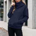 thumbnail image 2 of MaFYtyTPR Women's Cowl Neck Hoodie with Face Cover Casual Pullover Hooded Sweatshirt with Pocket Fall Winter Outdoor Warm Tops 01-Navy XL, 2 of 6