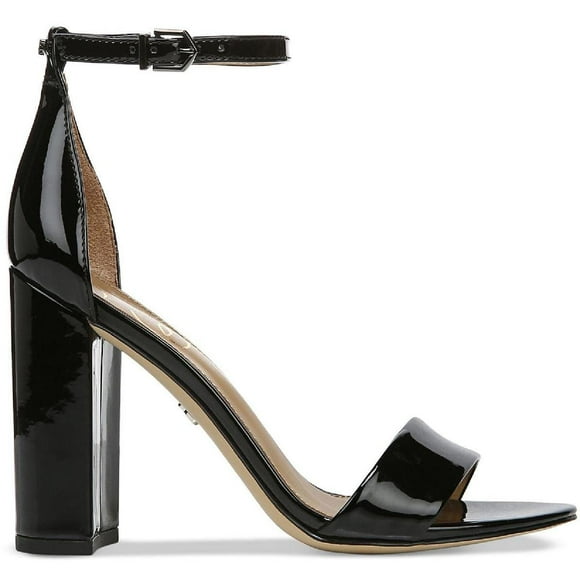 Sam Edelman Yaro Ankle Strap Sandal Heel Black Patent 7.5 W