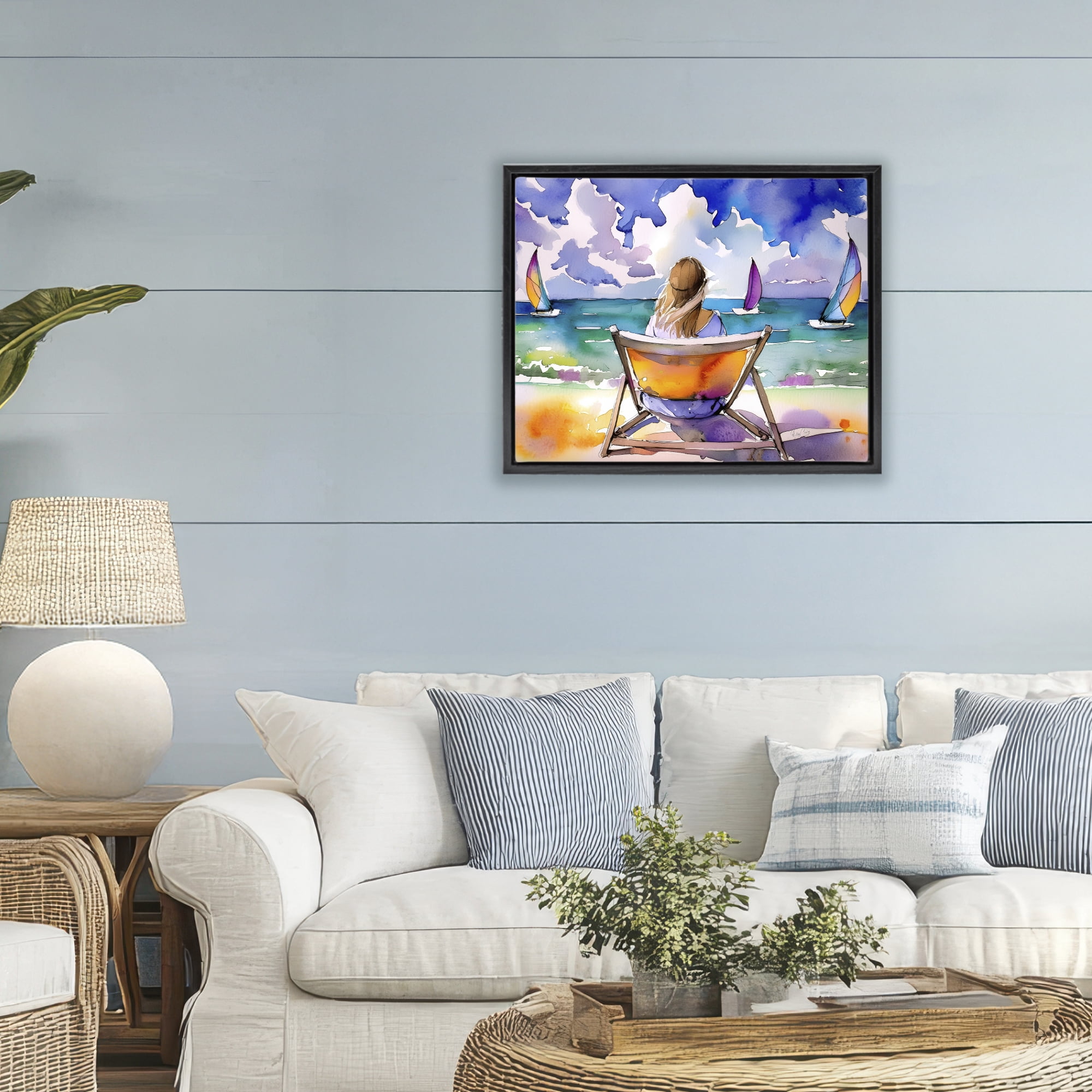 Stupell Industries Front Row to Paradise Black Framed Floater Canvas Wall Art, design by Shelly Craig