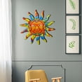 thumbnail image 3 of Decoración de pared de metal con cara de sol para interiores y exteriores, estrella de la luna del sol, decoración de pared para colgar en metal y vidrio, para exteriores, sala de estar, dor, 3 of 5