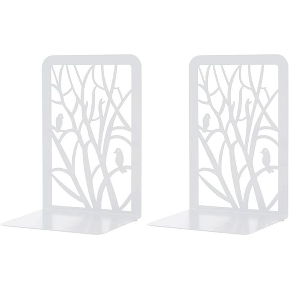 Book Ends 1 Pair Metal Bookends Bookend Supports Book Stoppers(White)