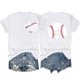 thumbnail image 1 of Camisetas de Manga Corta para Mujeres Beisbol Amor Doble Cara Impresión Cuello Redondo Camiseta, Top de Verano Casual, 1 of 3