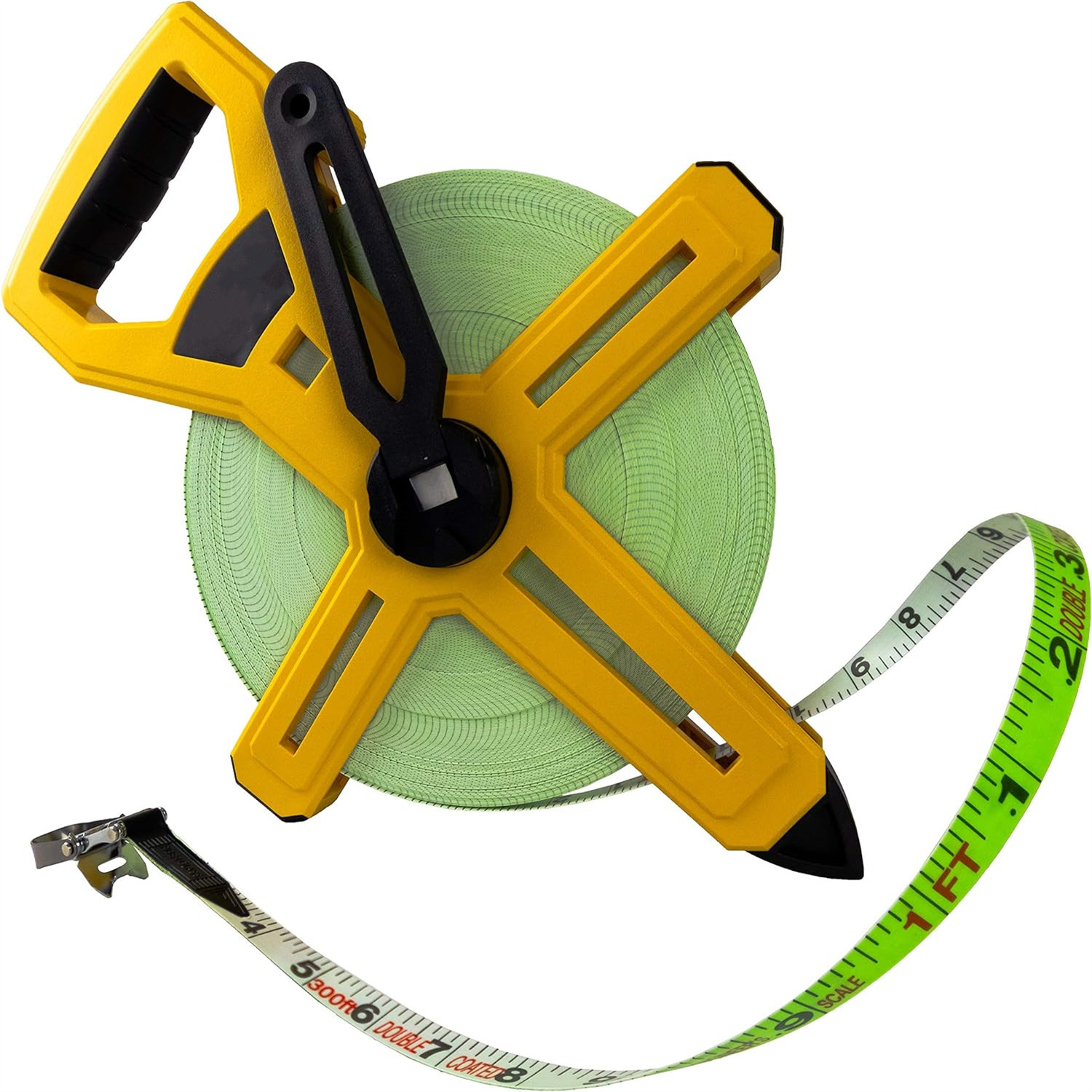 Open Reel Fiberglass Tape Measure, 300-Feet, Yellow