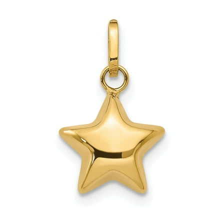 14K Yellow Gold Charm Pendant 14 mm 10 Puffed Star