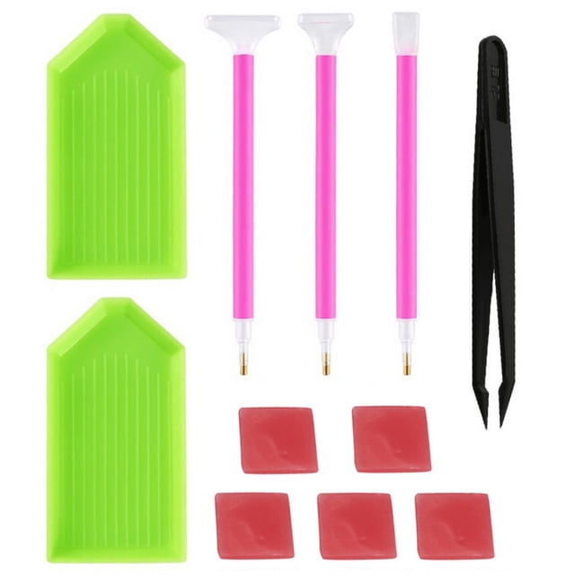Paquete de 11 herramientas de pintura de diamante 5D bolígrafo de punta + pegamento + plástico