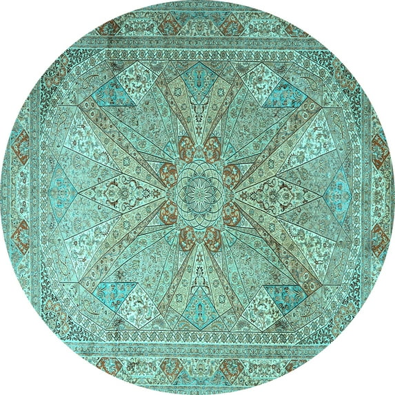 Ahgly Company Indoor Round Persian Light Blue Traditional Area Rugs, 4' Round