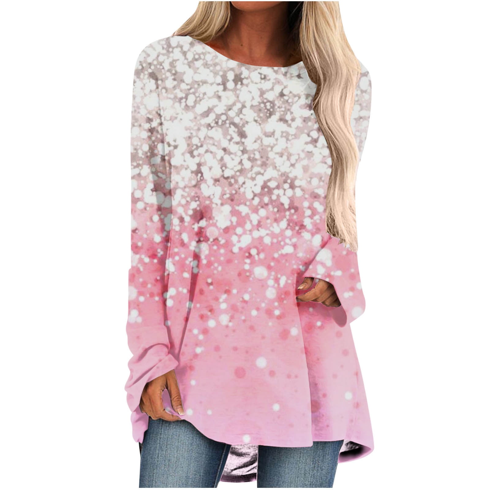 Womens Casual Tunic Tops for Leggings Fashion Butterfly Print Crewneck ...