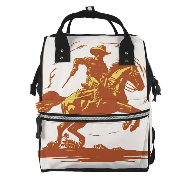 Easygdp Vintage Cowboy On A Bronco Horse para Bolsa de Bebé de Gran Capacidad con Múltiples Bolsillos, Bolsa de Pañales para Padres, Bolsa de Viaje Organizada y Elegante