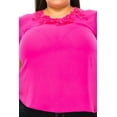 thumbnail image 5 of Women's Plus Size Short Sleeve Top with Puff Sleeves Lace Accent Round Neck, 5 of 5