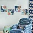 thumbnail image 3 of Coastal Wall Decor Navy Blue Beach Wall Art for Bedroom Canvas Prints Ocean Whale Poster Artwork Sea Life Aesthetic Painting 4Pcs/Sets Turtle Octopus Pictures Office Bathroom Home Decoration 14 x 14", 3 of 6