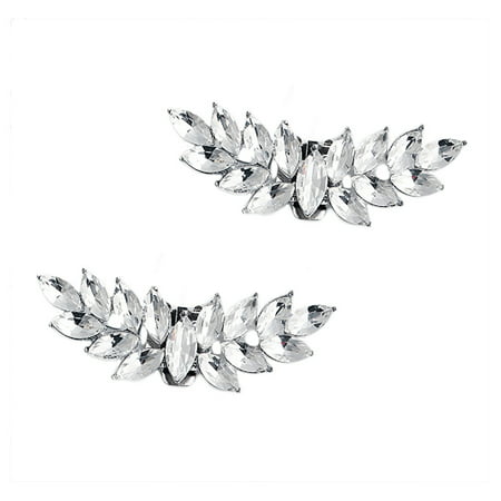 

Homemaxs 1 Pair of Detachable Shniy Shoe Clips Accessories Alloy Crystal Party Shone Buckles for Bride Women Wedding