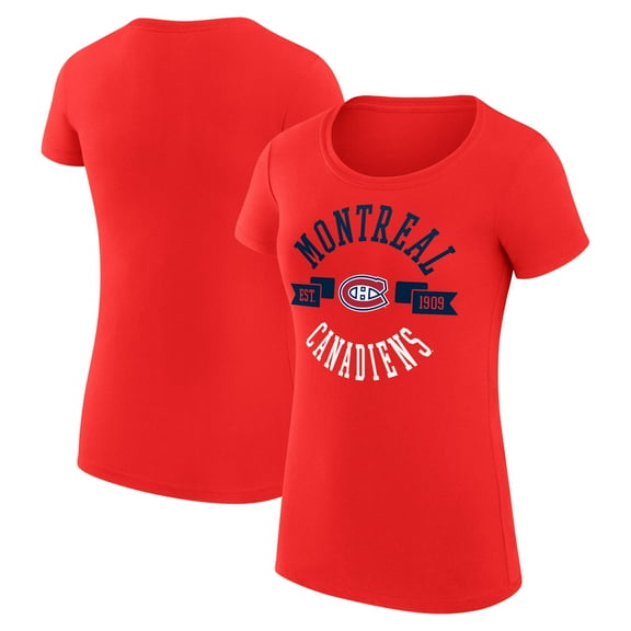 Women's G-III 4Her by Carl Banks Red Montreal Canadiens Super-Slim Fit Lightweight City Graphic Sport Crewneck T-Shirt