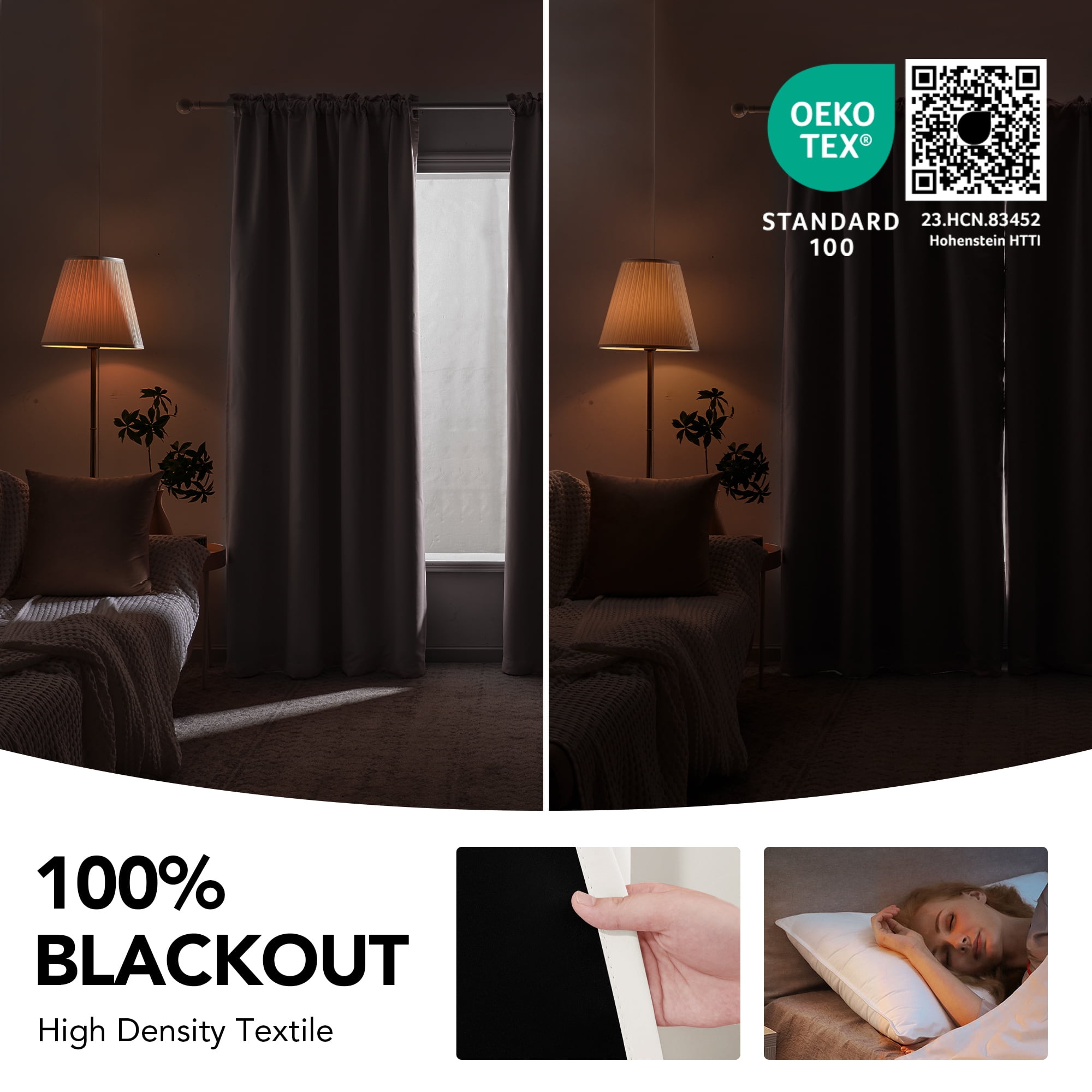 ZOPZO 100% Blackout Curtains, 52W x 84L Inch, Thermal Insulated, Cream, Drapes for Bedroom and Living Room, Set of 2 Panels