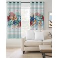 thumbnail image 2 of Teal Green Starfish Blackout Curtains, Light Blocking Print Window Curtains, Summer Coral Beach Conch Coastal Thermal Insulated Window Drapes for Living Room Kitchen Cafe 2 Panels, 84"W x 63"L, 2 of 9