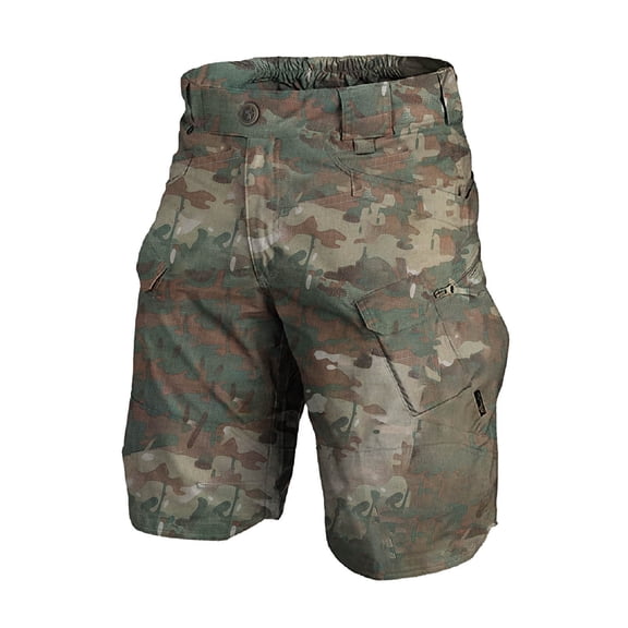Mens Camouflage Cargo Shorts Elastic Waistband Drawstring Short Loose Fit Hiking Outdoor Lightweight Work Big & Tall Cargo Shorts Multi Pockets Twill Quick Dry Beach Shorts,Green 5XL