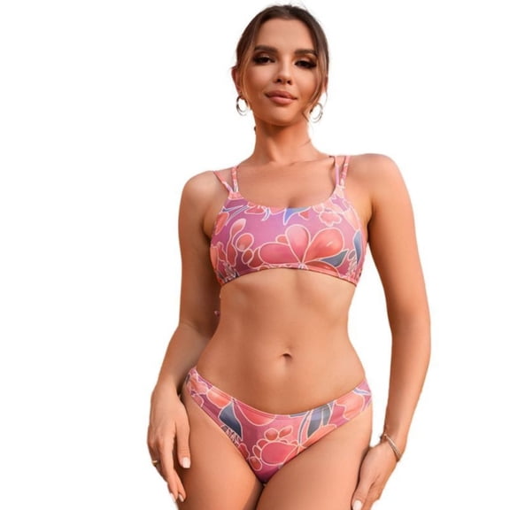 Vedolay Plus Size Swimsuit For Women Women's V Neck Tankini Set Criss Cross Back Tankini Top with Bikini Bottom Two Piece Bathing Suits,A M