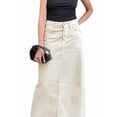thumbnail image 4 of Women'S Solid High Waist Long Skirt Spring Summer Comfy Straight Maxi Skirt with Pockets Cream White S, 4 of 9
