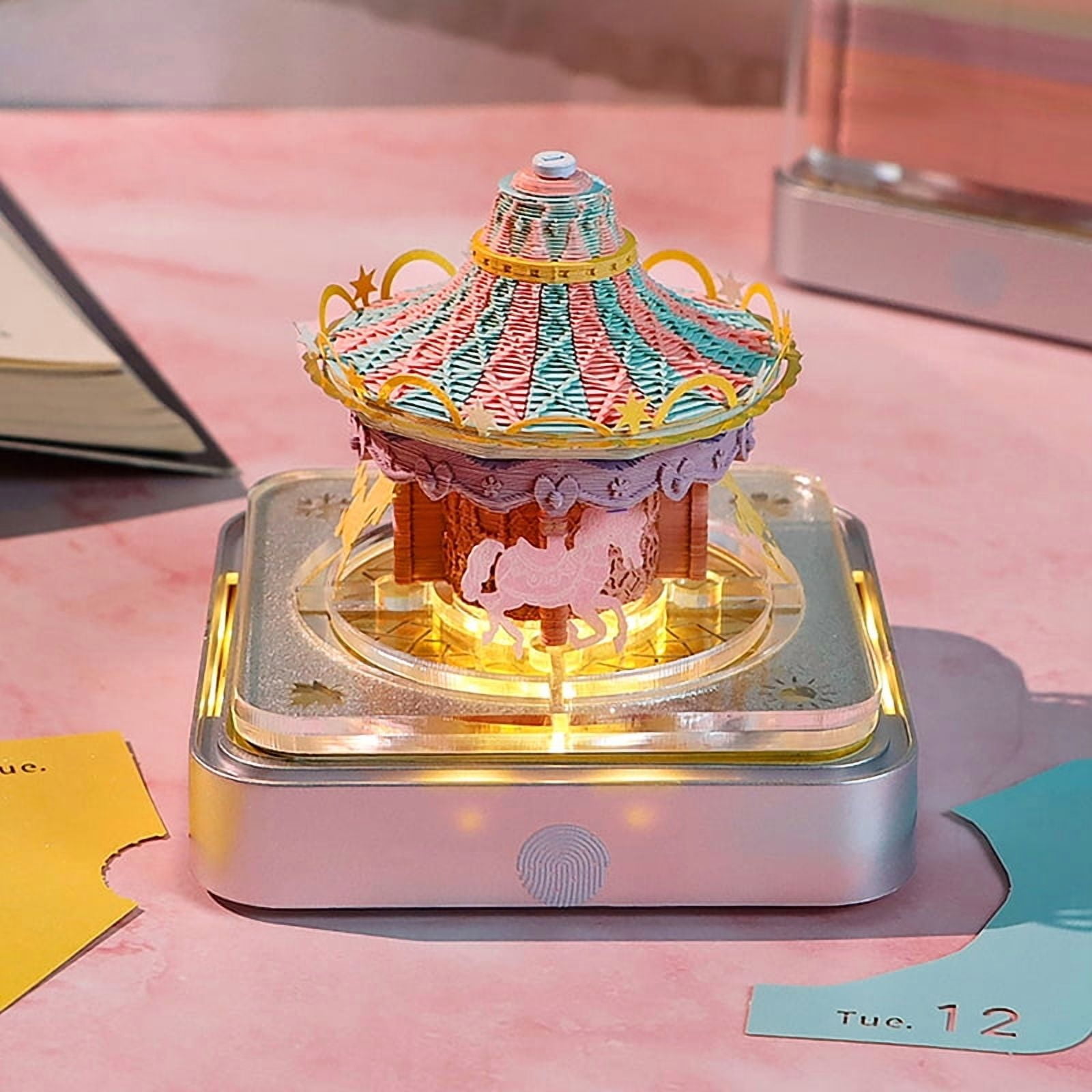 Time Piece Calendar 2026 Desk Calendar With LED Light 3D Tear-away Calendar Paper Carving Art Pad Notepad Gift Christmas