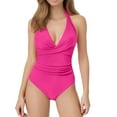 thumbnail image 4 of Stylish Swimwear One Women V Neck Control Bathing Suit Ruched Swimsuits for and Comfort, 4 of 8