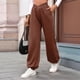 thumbnail image 4 of Pantalones Deportivos de Cintura Alta con Bolsillos para Mujer, Pantalones de Yoga Holgados e Informales Marrón S, 4 of 9