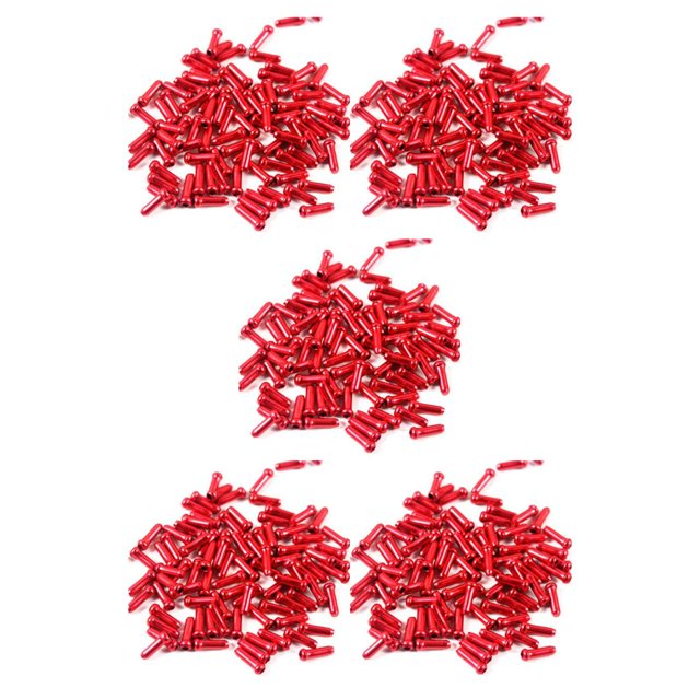 yingyy 50 Pcs Embouts de Rechange en Alliage d'Aluminium pour Fil de Frein de Vélo de Montagne, Protège-Câble de Levier de Vitesse de Dérailleur, Extrémités de Couvercle, Rouge, Ensemble de 5