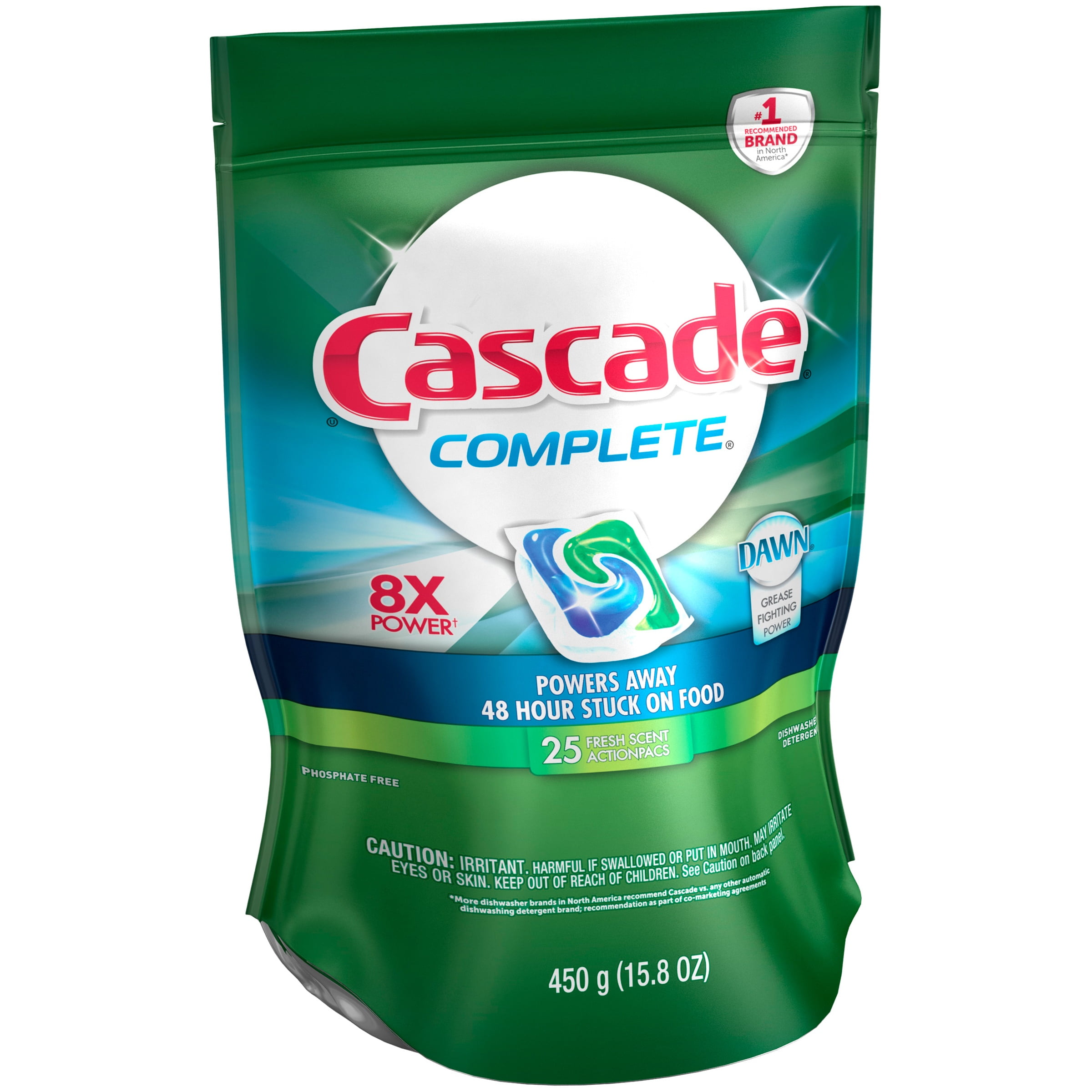 Cascade Complete ActionPacs Dishwasher Detergent Fresh Scent, 25 Count