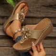 thumbnail image 2 of Wensltd Women Flower Thong Sandals Comfort Soft Soled Lightweight Casual Slippers Wide Width All Seasons Gold, 2 of 9
