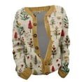 thumbnail image 4 of SNOWSONG Womens Cardigan Sweaters Womens Single Plush Art Floral Print Comfortable Knitted Cardigan Womens Sweaters Cardigans for Women Christmas Cardigan Z-Yellow5 L, 4 of 6