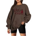 thumbnail image 1 of Drppepioners Hauts pour Femmes en Liquidation, Joyeux Noël, Col Rond, Imprimé Uni, Manches Longues,/chemise/café,(S), 1 of 4