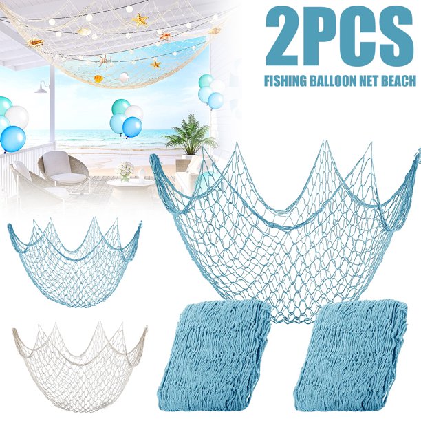 ALIMARO 2Pcs Ocean Theme Fishing Net Decoration, Nautical Wall Hanging
