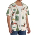 thumbnail image 4 of Vsdgher Christmas Dachshund Dog Print Men's Wrinkle Free Untucked Cuban Shirt Business Casual Button Down Shirts Short Sleeve Shirt, 4 of 7