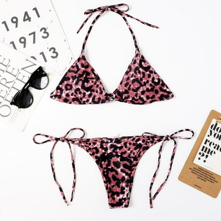 

Finelylove Women s Bikini Swimsuits Double Support Sport Bra Style Bikini Pink S