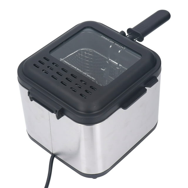 Pyhodi Friteuse Électrique à Frites, 2,5 L 1000 W, Friteuse Électrique à Panier Carré Amovible en Acier Inoxydable à Température Réglable, pour Poulet Frit Crevettes Frites