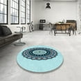 thumbnail image 4 of Ahgly Company Machine Washable Indoor Rectangle Transitional Steel Blue Area Rugs, 2' x 5', 4 of 7