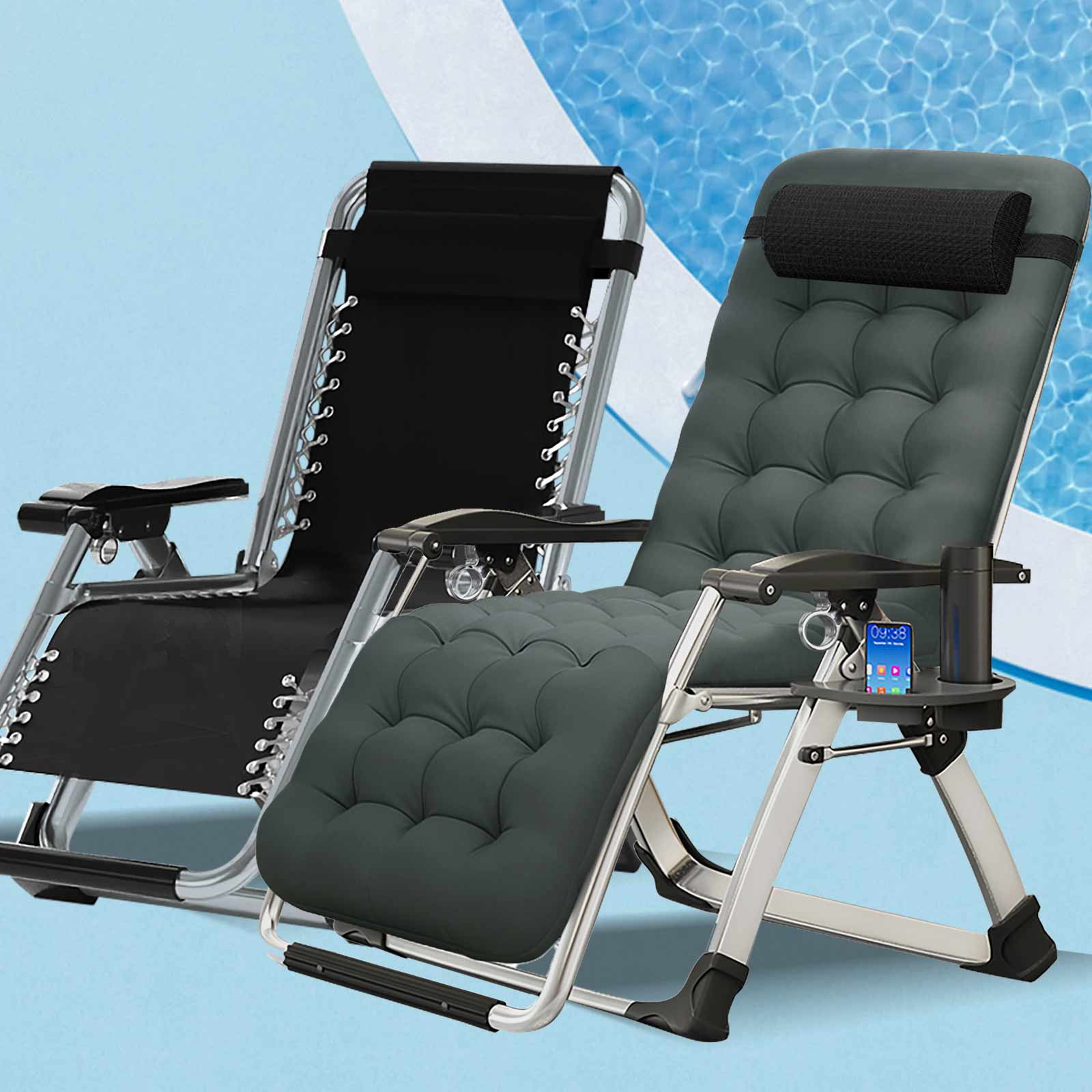 Lilypelle Zero Gravity Chair, Outdoor Padded Lounge Chair with Side Table, Zero Gravity Recliner