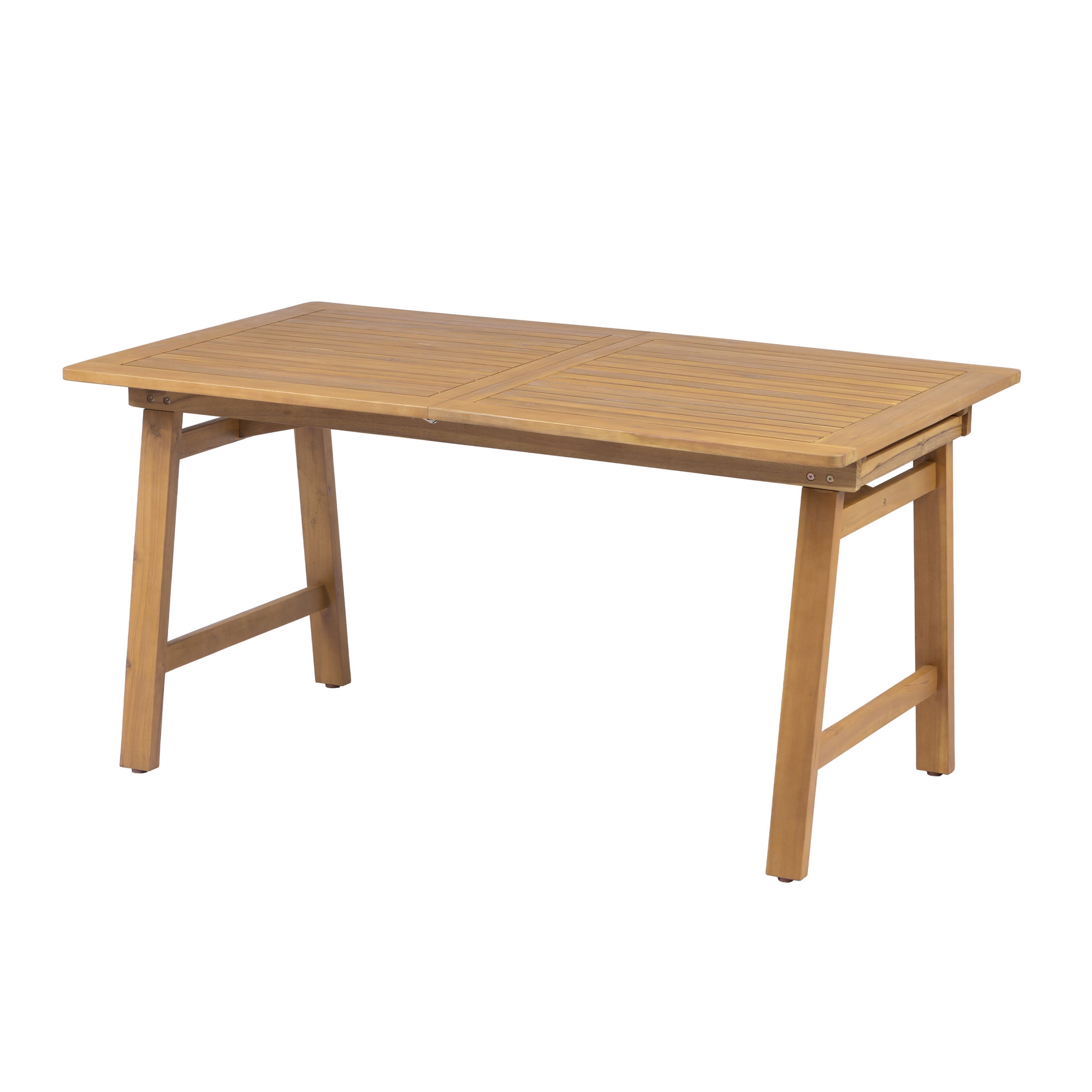 Christopher Knight Home Extendable Patio Dining Table for 6, Acacia Wood Slatted Outdoor Table, Teak