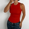 thumbnail image 2 of Womens Tops Sleeveless Tank Top Casual Ribbed Racerback Basic Thick Strap Shirts Tops on Sale, 2 of 5
