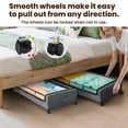 thumbnail image 5 of Under Bed Storage with Wheels, 2 Pack Under Bed Storage Containers with Clear Lids, Rolling Organizer Drawers for Clothes Shoes Blankets, 5 of 7