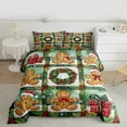thumbnail image 2 of Manfei Gingerbread Checkered Queen Comforter Set 3 Pieces, Merry Christmas Bedding Sets, Green Brown Xmas Gift Bedding Comforter Set, Lightweight Room Decor, 2 of 8
