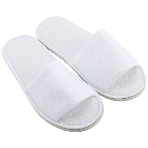 JeashCHAT 5 Pairs Spa Slippers Open Toe Disposable Indoor Hotel Slippers for Home, Guests, Travel, Party (White)