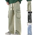 thumbnail image 4 of Dvprdro Mens Denim Sweatpants Loose Fit Drawstring Open Bottom Baggy Jean Cotton Cargo Elastic Waist Casual Athletic Sweat Pants with Pockets, 4 of 4